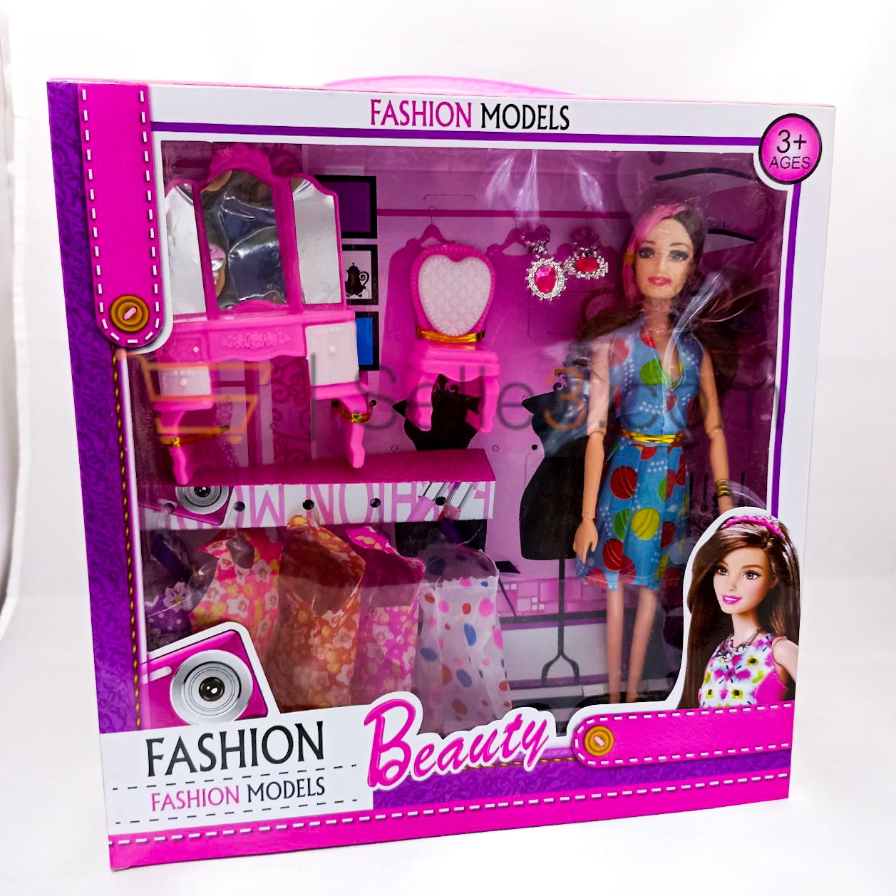 5 × دمية بلاستيكية مع بدلتين و كرسي  Poupee En Plastique Tenues Doll