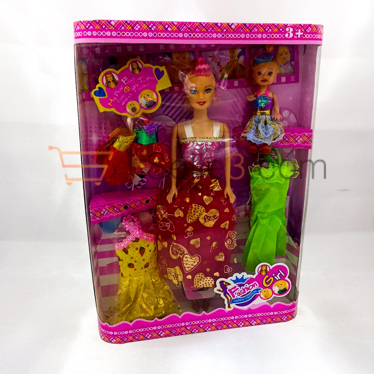 5 × دمية بلاستيكية مع ابنتها و بدلتين Poupee et bebe en Plastique tenues Doll
