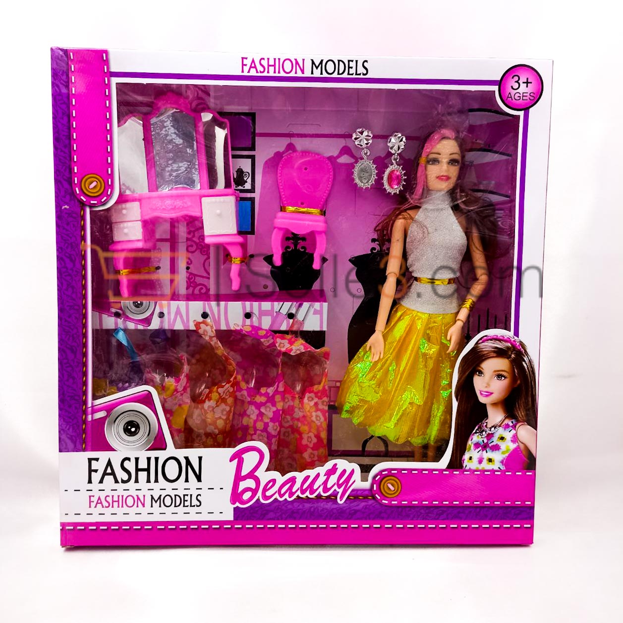 5 × دمية بلاستيكية مع بدلتين و كرسي  Poupee En Plastique Tenues Doll