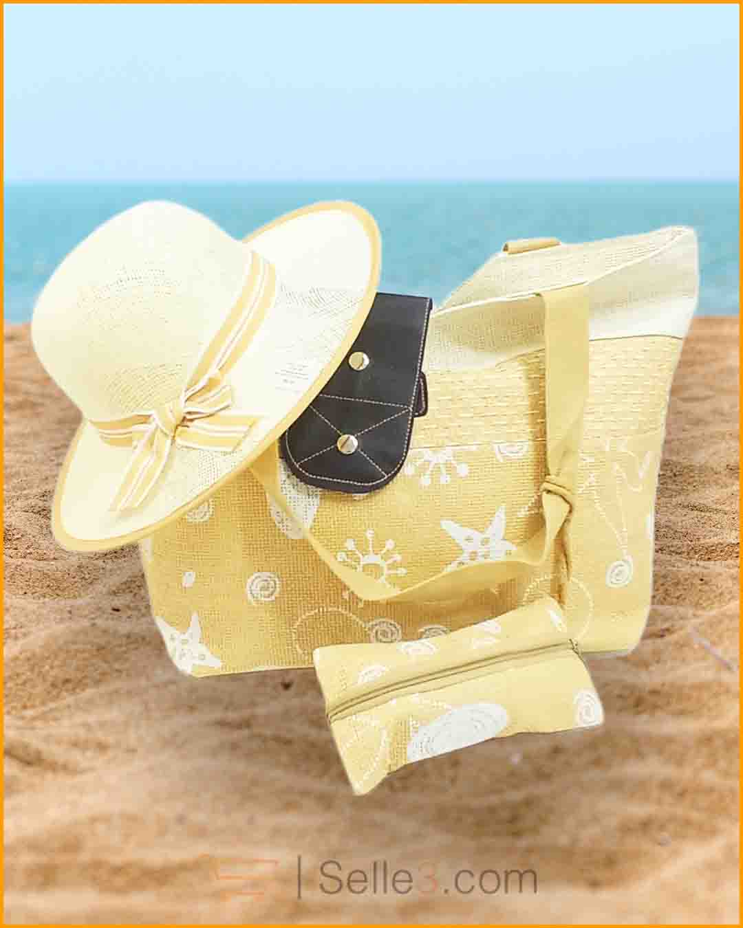 Sac de Plage + Chapeau + Porte monnaie