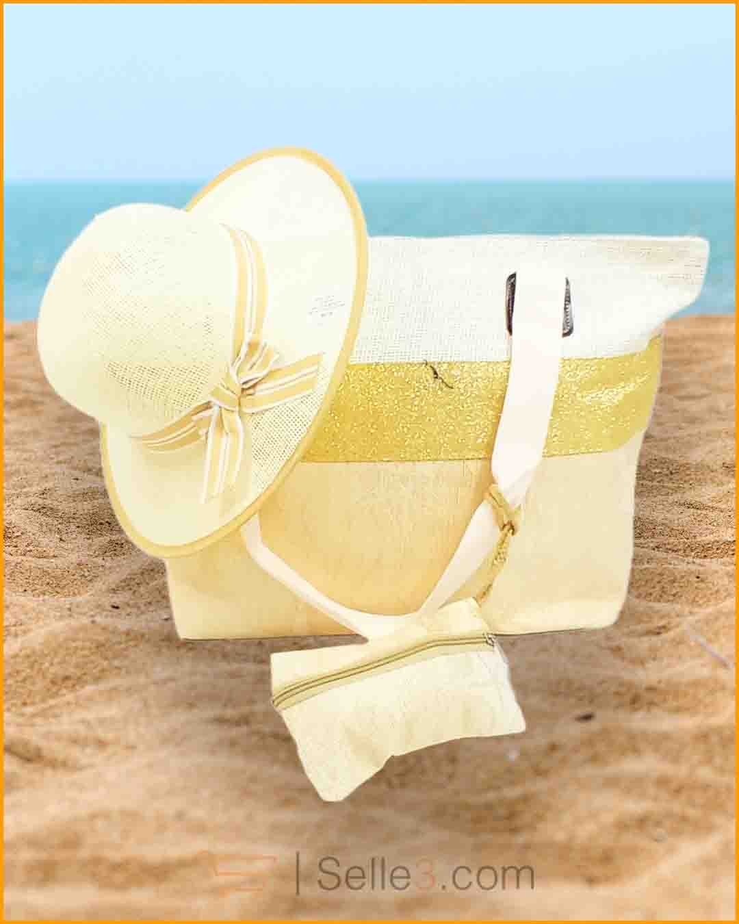 Sac de Plage + Chapeau + Porte monnaie