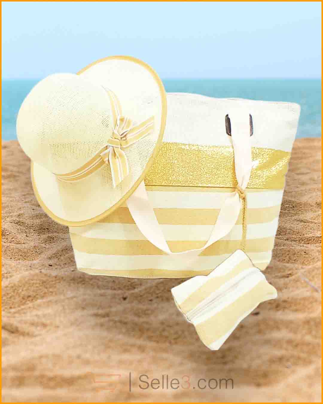 Sac de Plage + Chapeau + Porte monnaie